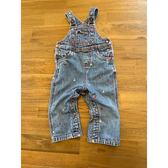 Vintage Carter's Cherry and Flower Overalls Girls Size 18 Months - Picture 1 of 5